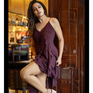 Zara Embroidered Asymmetric Dress Size M